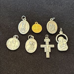 Religious Medallion and Cross Pendant Set